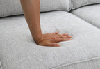 FM64009LG-2PC 2 pc Enea light grey woven chenille fabric sofa and love seat set multi color throw pillows
