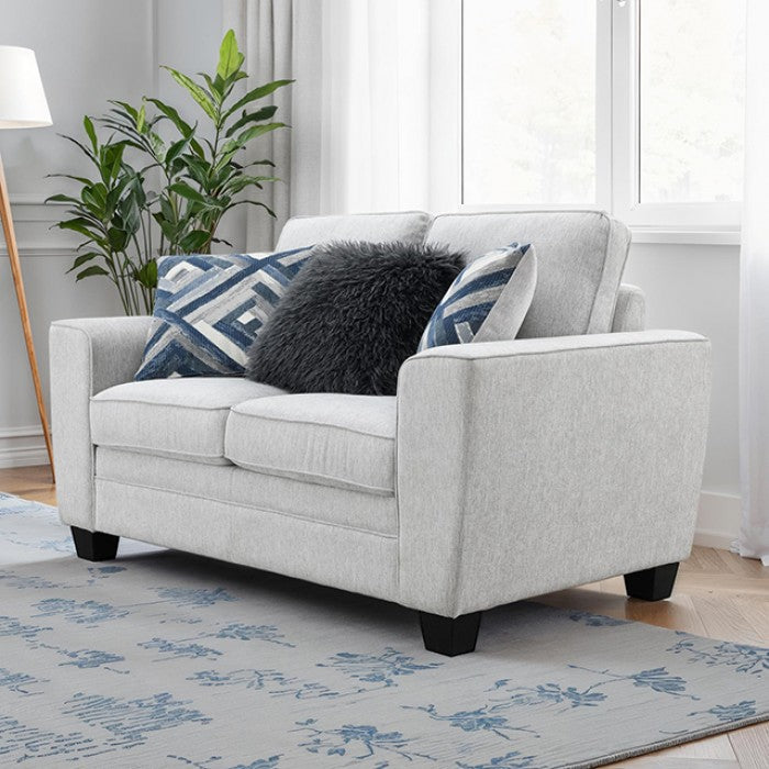 FM64009LG-2PC 2 pc Enea light grey woven chenille fabric sofa and love seat set multi color throw pillows