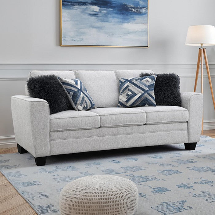 FM64009LG-2PC 2 pc Enea light grey woven chenille fabric sofa and love seat set multi color throw pillows
