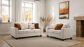 FM64009TP-2PC 2 pc Enea taupe woven chenille fabric sofa and love seat set multi color throw pillows
