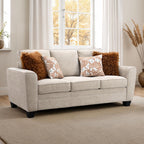 FM64009TP-2PC 2 pc Enea taupe woven chenille fabric sofa and love seat set multi color throw pillows