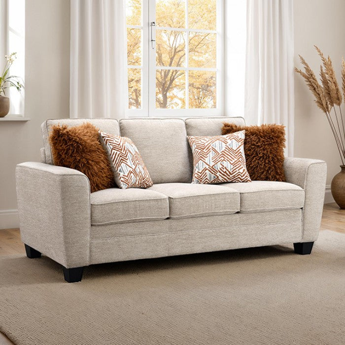 FM64009TP-2PC 2 pc Enea taupe woven chenille fabric sofa and love seat set multi color throw pillows