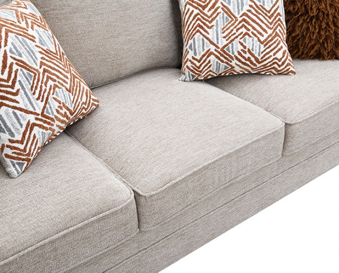 FM64009TP-2PC 2 pc Enea taupe woven chenille fabric sofa and love seat set multi color throw pillows