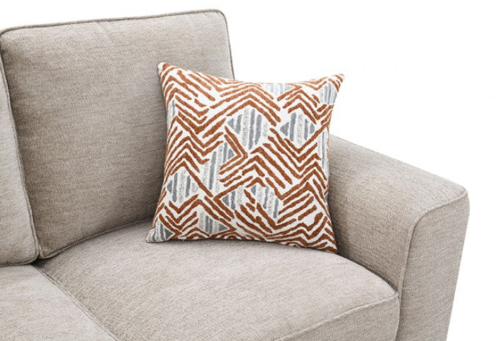 FM64009TP-2PC 2 pc Enea taupe woven chenille fabric sofa and love seat set multi color throw pillows