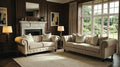 FM64011BG-2PC 2 pc Ammirati beige tufted fabric traditional chesterfield design sofa and love seat set
