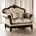 Veracruz Beige Patterned Fabric Traditional Accent Chair with Dark Cherry Wood Trim – FM65002BG-CH