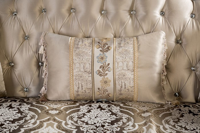 Palencia Beige Damask Fabric Traditional Sofa and Love Seat Set – FM65005BG
