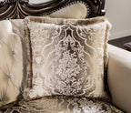 Palencia Beige Damask Fabric Traditional Sofa and Love Seat Set – FM65005BG