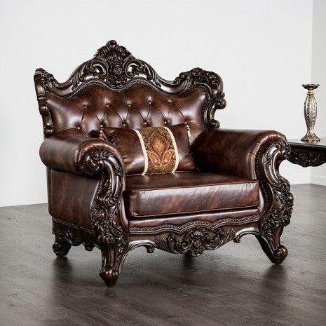 Palencia Brown Leatherette Traditional Chair – FM65005BR-CH