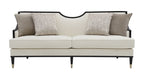 FM67005WH-SL 2 pc La Salle white chenille fabric with black wood trim accents feather blend sofa and love seat set