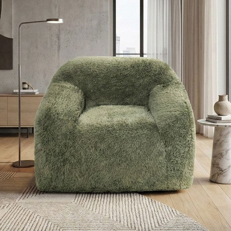 FM67009GR Vander sage green faux fur boneless compressed foam accent chair