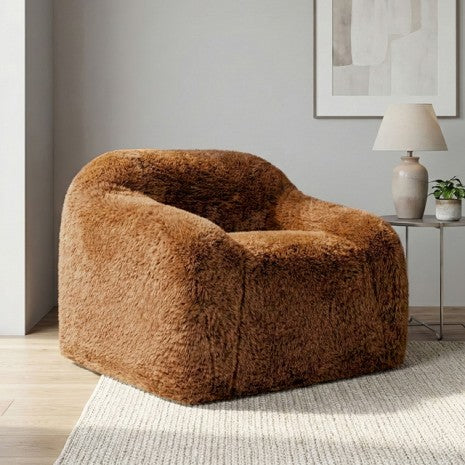 FM67009GR Vander sage green faux fur boneless compressed foam accent chair