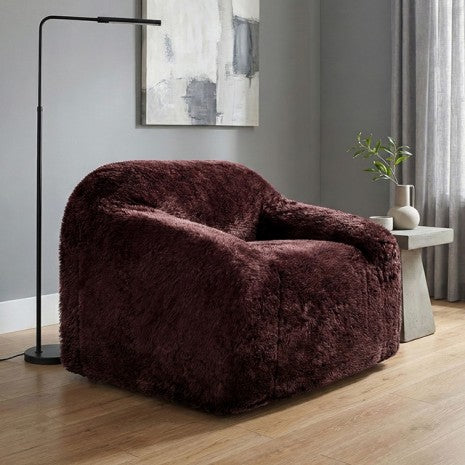 FM67009GR Vander sage green faux fur boneless compressed foam accent chair