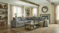 FM67010LG-SECT 5 pc Mckenna light grey fabric sectional sofa square arms