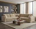 FM67011BG-SECT 5 pc Mckenna sand textured furry fabric sectional sofa square arms