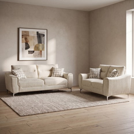 Desta Light Taupe Brown Herringbone Fabric Sofa and Love Seat Set – FM67013TUBR-2PC