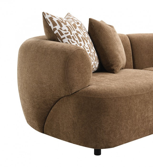 Keynes 3-Piece Camel Brown Fabric Sectional Sofa with Rounded Arms – FM67014KFBR-SECT