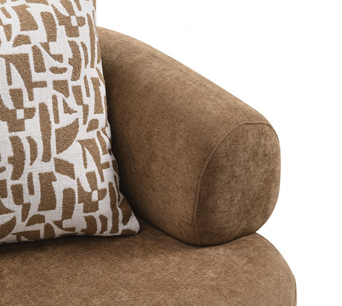 Keynes 3-Piece Camel Brown Fabric Sectional Sofa with Rounded Arms – FM67014KFBR-SECT