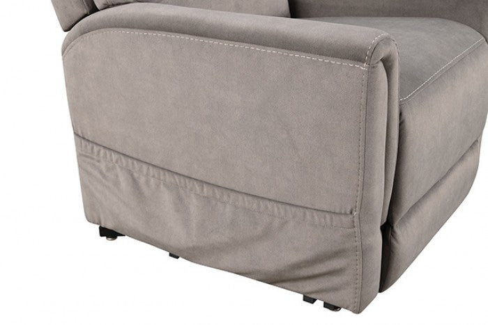 FM68000GY-LC Ferdinandus grey fabric power lift recliner chair with heat and massage with USB charger