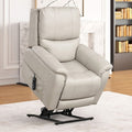 FM68002LG Ethelreda light grey leatherette fabric power lift and head rest recliner chair with USB charger
