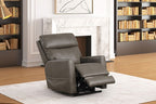FM68003GY Barnabas grey leatherette fabric power lift recliner chair with heat and USB charger