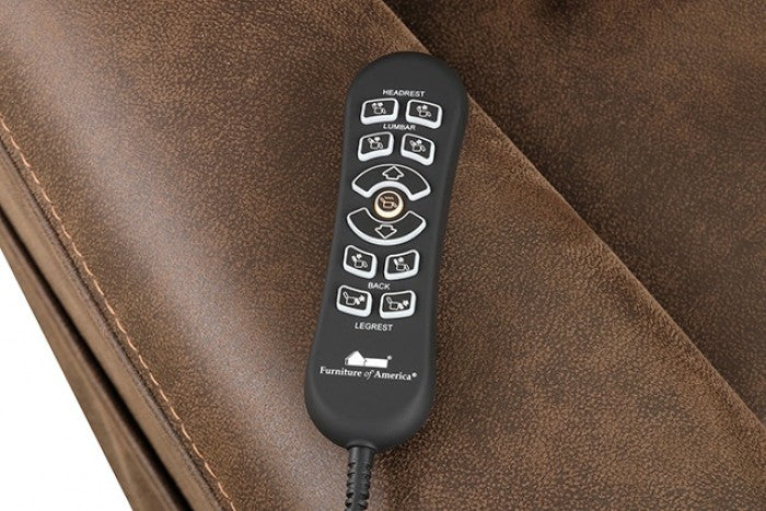 FM68005WN Guinerva walnut leather like fabric power lift recliner chair with heat and massage and USB charger