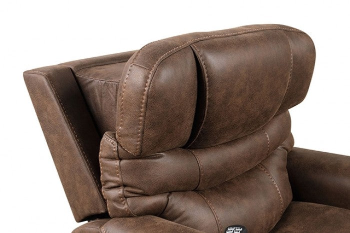 FM68005WN Guinerva walnut leather like fabric power lift recliner chair with heat and massage and USB charger