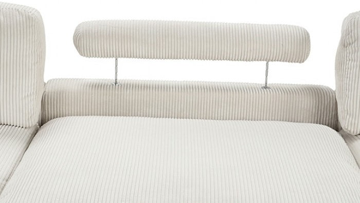 FM6800BG-A 7 pc Dagenham beige corduroy velvet fabric modular sectional sofa adjustable back supports