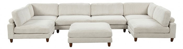 FM6800BG-A 7 pc Dagenham beige corduroy velvet fabric modular sectional sofa adjustable back supports