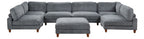FM6800GY-A 7 pc Dagenham grey corduroy velvet fabric modular sectional sofa adjustable back supports