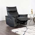 FM69002BK-CH Bienne black leather match recliner chair flared padded arms
