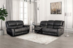 FM69003BK-2PC 2 pc Glarus black leather match sofa and love seat set recliner ends