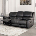 FM69003BK-2PC 2 pc Glarus black leather match sofa and love seat set recliner ends