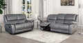 FM69003DG-2PC 2 pc Glarus dark grey leather match sofa and love seat set recliner ends