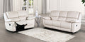 FM69003WH-2PC 2 pc Glarus white leather match sofa and love seat set recliner ends