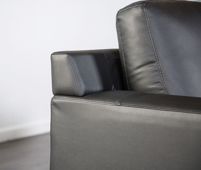 FM69004BK-SECT-R 2 pc Stordal black leather match sectional sofa set with chaise and narrow metal legs