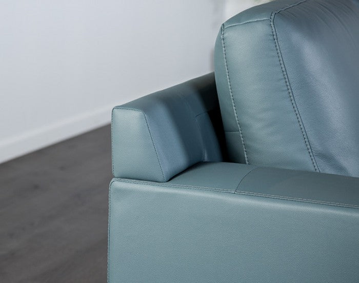 FM69004BL-SECT-L 2 pc Stordal blue light grey leather match sectional sofa set with chaise and narrow metal legs