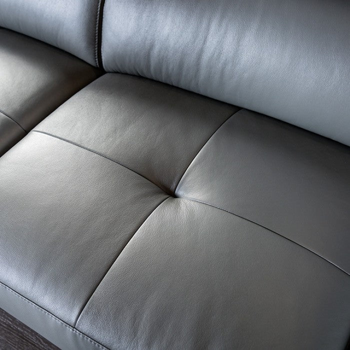 FM69005DG-LC 2 pc Vadso dark grey leather match sectional sofa set with chaise and adjustable headrests