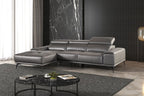 FM69005DG-LC 2 pc Vadso dark grey leather match sectional sofa set with chaise and adjustable headrests