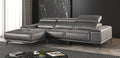 FM69005DG-LC 2 pc Vadso dark grey leather match sectional sofa set with chaise and adjustable headrests