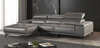 FM69005DG-LC 2 pc Vadso dark grey leather match sectional sofa set with chaise and adjustable headrests