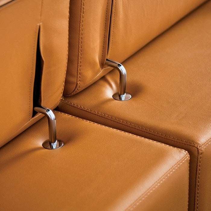 FM69005LB-RC 2 pc Vadso tangerine leather match sectional sofa set with chaise and adjustable headrests