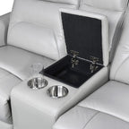 FM69006TP-2PC 2 pc Terentius taupe leather match sofa and love seat set power recliner ends with cup console USB