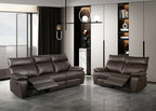 FM69008BR-2PC 2 pc Onoria brown leather match sofa and love seat with recliners on each end