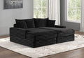 FM6900BK 2 pc Tavedestrand black wide welt corduroy double chaise sofa lounge set with cup holders USB plugs