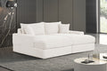 FM6900WH 2 pc Tavedestrand white wide welt corduroy double chaise sofa lounge set with cup holders USB plugs