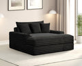 FM6901BK-CE Veyrier black wide welt corduroy 64" wide chaise sofa lounge with cup holders USB plugs