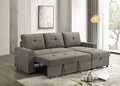 FM6920BR-PK 2 pc Giorgi light brown woven fabric sectional sofa pop up sleep area and storage chaise