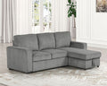 FM6964DG 2 pc Yves dark grey corduroy fabric sectional sofa set with reversible storage chaise pull out sleep area