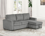 FM6964DG 2 pc Yves dark grey corduroy fabric sectional sofa set with reversible storage chaise pull out sleep area